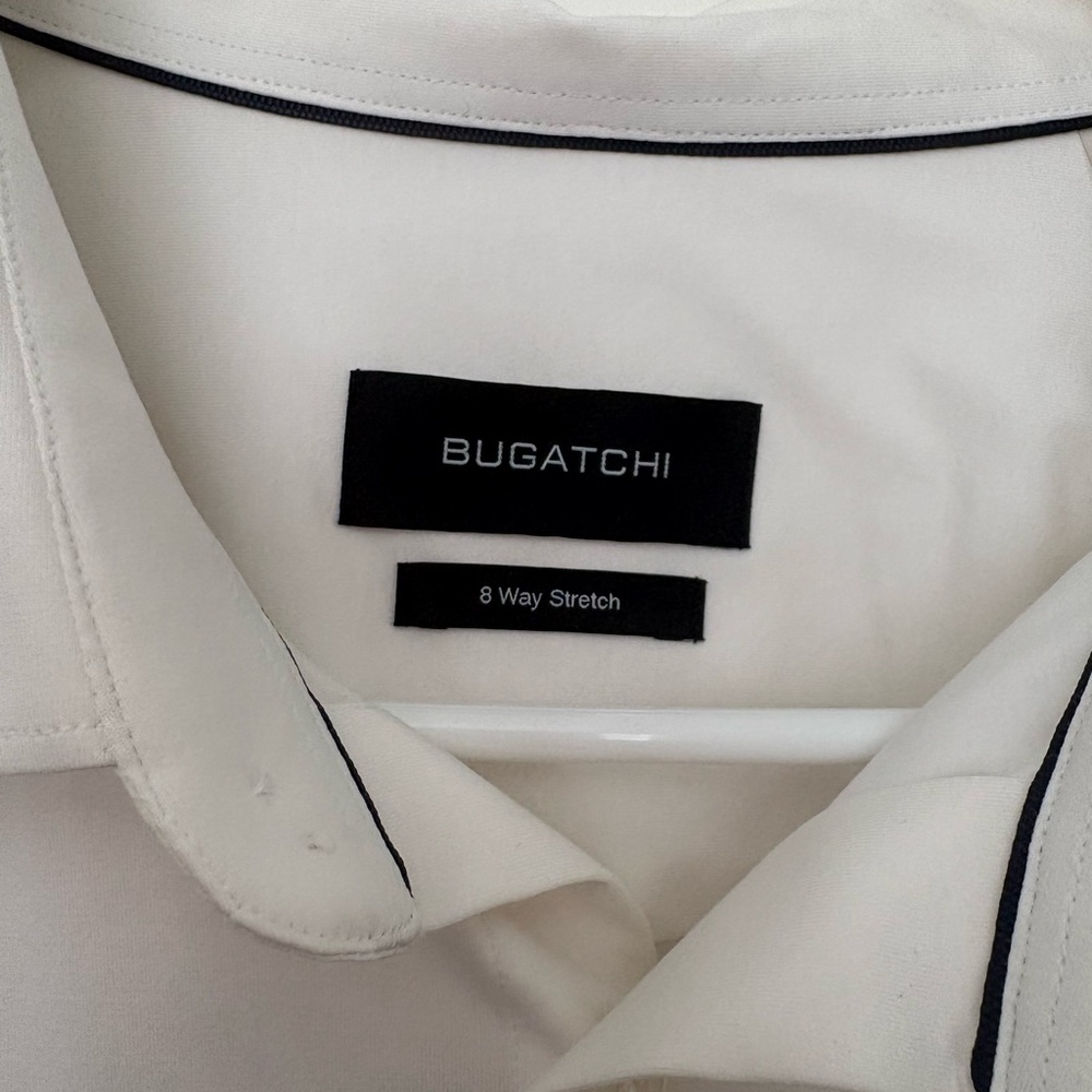 Bugatchi Cream White  Shirt with Black Trim